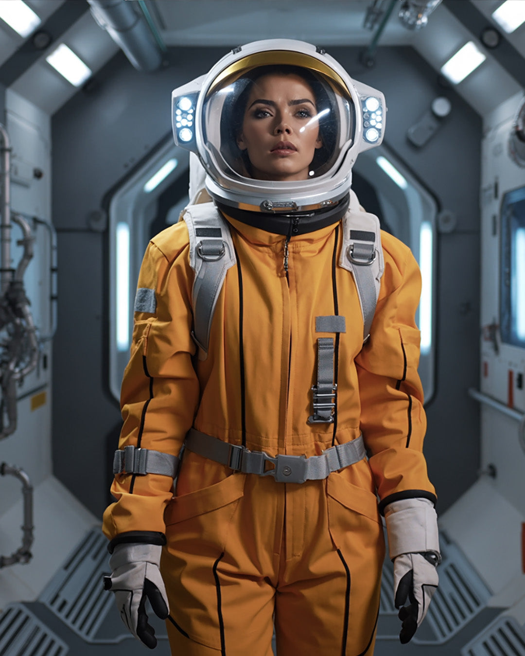 Melanie Destin in a space suit