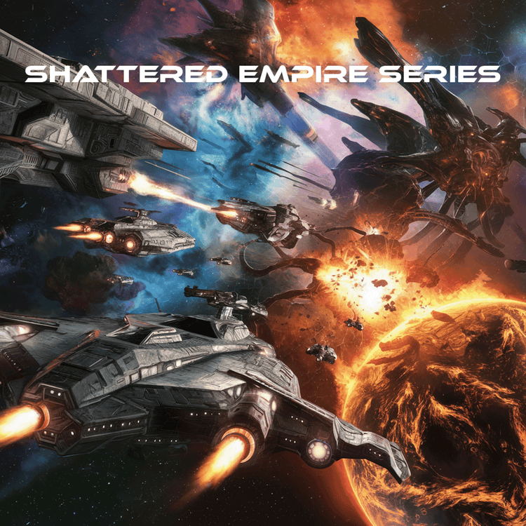 an epic space battle with alien forces above a dying planet