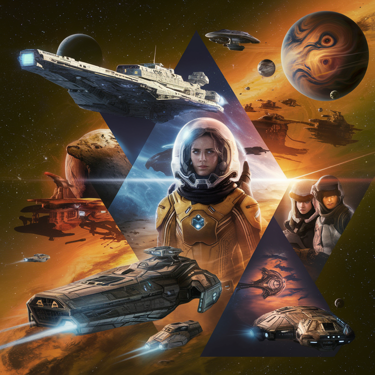 Composite image featuring space opera memes